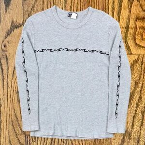 Vintage 90’s Y2K Style Long Sleeve Thermal Shirt with Tribal Print Sleeves